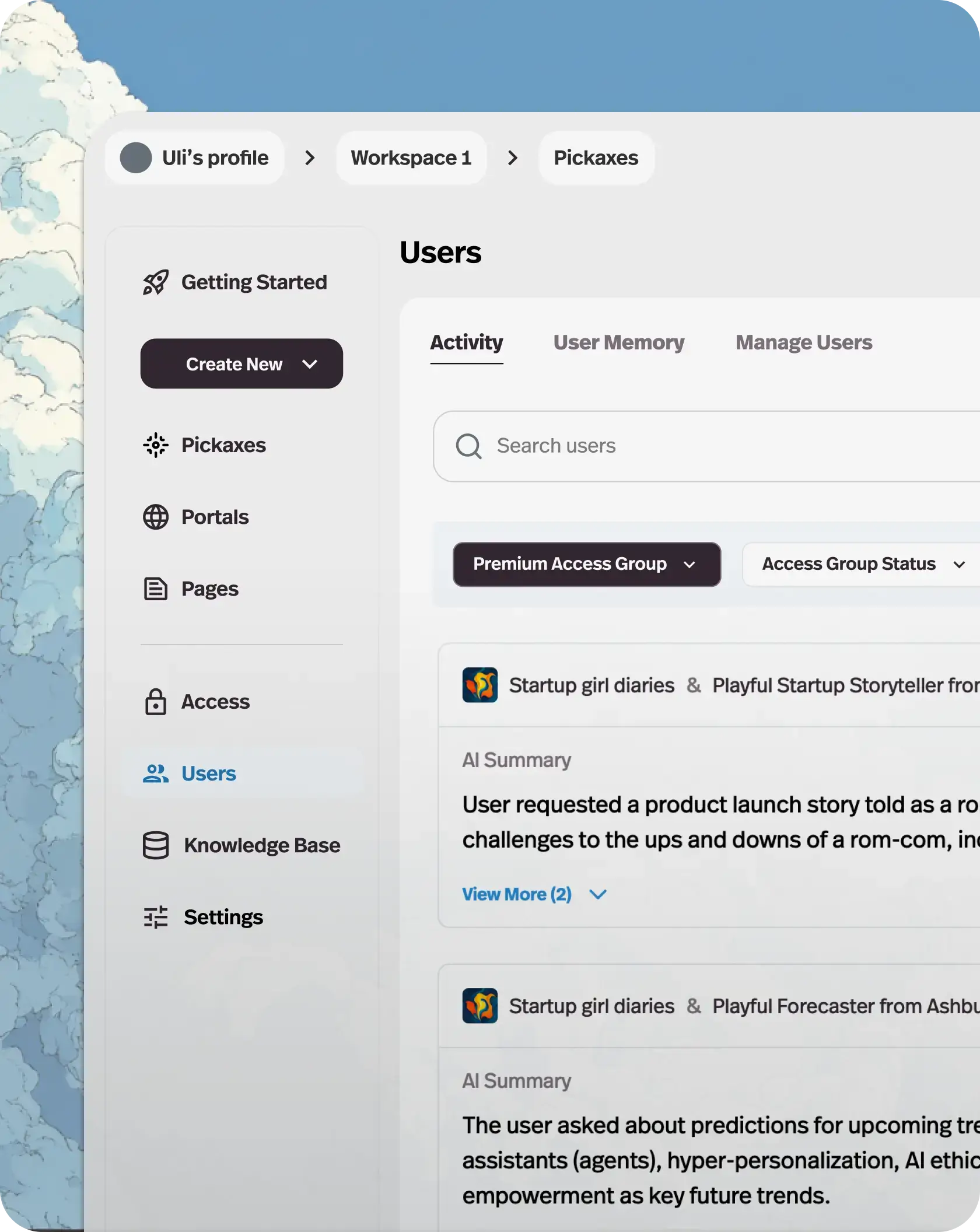 Manage Users and See Activity